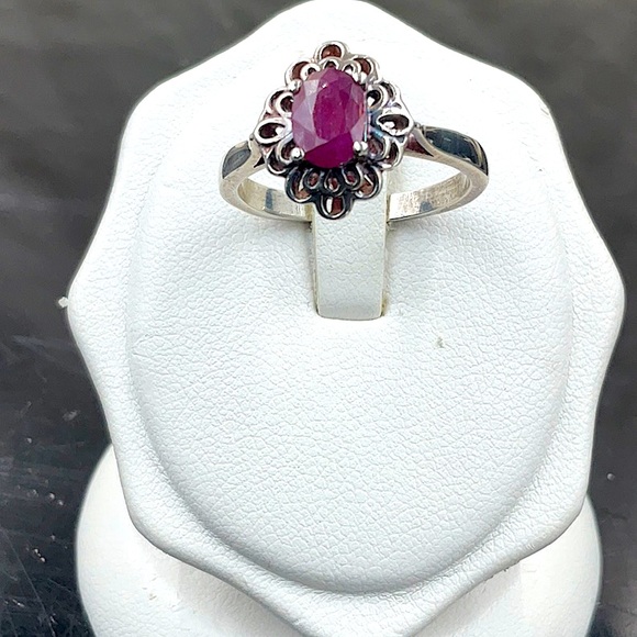 Ross¥Simons Jewelry - Sterling Silver Ring With Oval Faceted Natural Ruby Gemstone Size 8.5